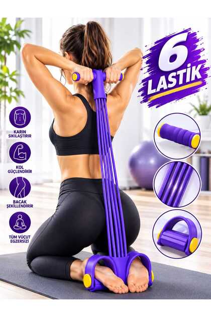Body Trimmer Mekik Çekme Aleti Evde Spor Egzersiz Lastiği 6 Tüplü