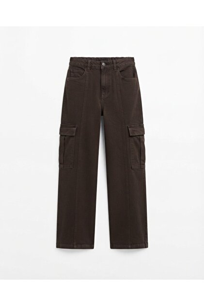 Brown Folded-Cuff Cargo Pants