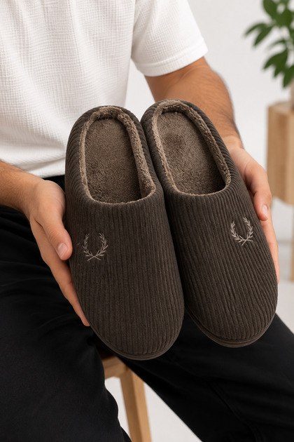 Men's Soft Striped Men's Plush Furry Indoor Slippers Winter Non-Slip Sole Dowry Bundle Slippers