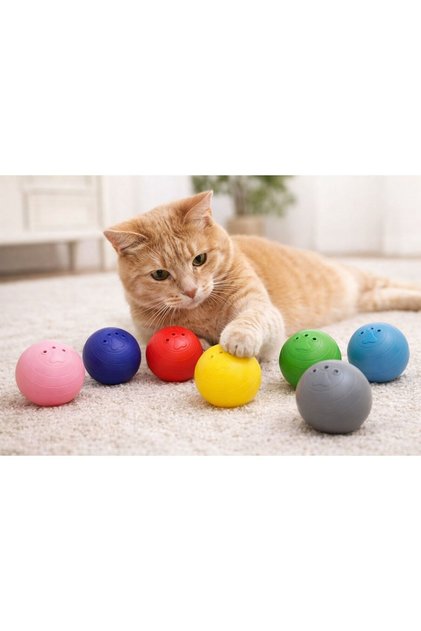 4-Pack Rattle Cat Balls - Ball with a Rattle Inside - 5.5 cm Diameter Fun Cat Toy