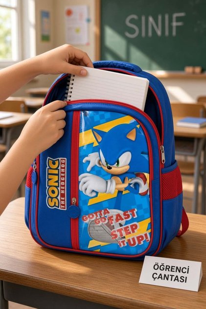 Sonic Blue Hedgehog Primary School School Bag Children's Student Backpack Daily Use 36 X 28 X 18 cm