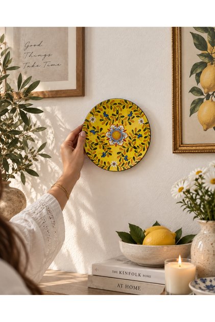Etnik Desenli Dekoratif Duvar Tabağı 18 cm – El Yapımı
