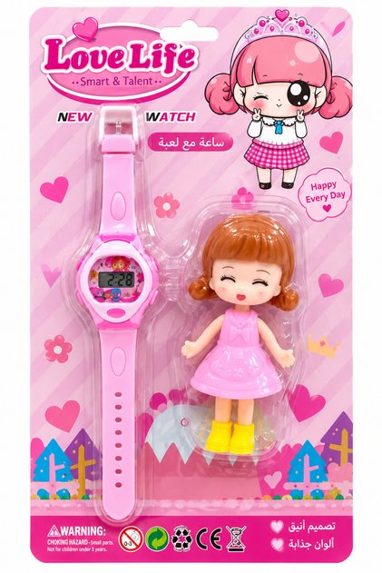 Digital Children's Watch with Doll-Pink