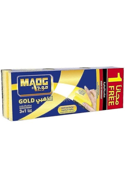 Gold Sponge With Scourer, 4 Pcs
