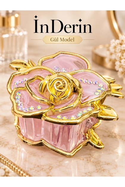 Women's Stoned Rose Model Hairpin with Gold Detail Acrylic Hair Clip