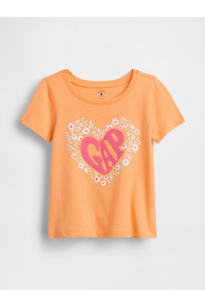 Kız Bebek Turuncu Grafik Baskılı T-Shirt