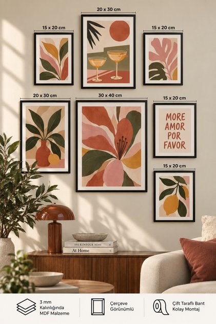 7-Piece Frame-Looking Modern Painting Set | Living Room, Office, Kitchen and Study Room Wall Decoration