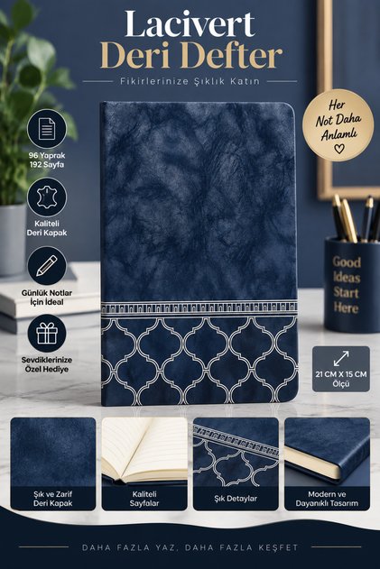 Premium Leather Notebook – 21 X 15 Cm, 96 Sheets 192 Pages, Stylish Patterned Cover, Daily and Office Notebook