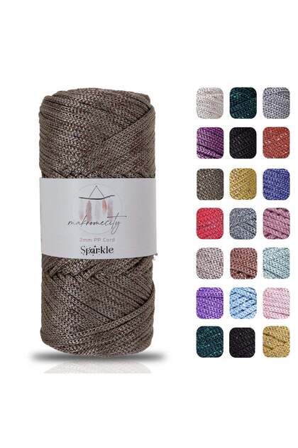 Silvery Polyester 2 mm Macrame Cord 100 Gr Supla Cord and Bag Cord Polyester Thread Mink