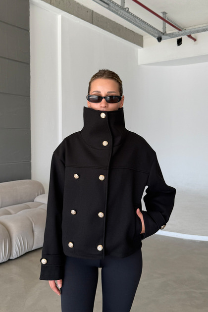 High Collar Double Breasted Soft Anti-Pilling Cashmere Fabric Women's Cashmere Coat Jacket