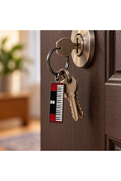 Metal Keychain with Piano Keyboard Figure, Stylish Design for Music Enthusiasts