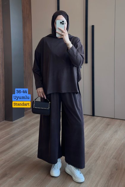 Women's Seasonal Cupra Pike Basic Skirt Pants Hijab Suit 3232 Brown - Premium Series