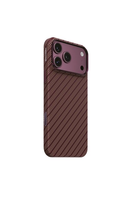 iPhone 18 Pro Max & 17 Pro Max Compatible Kevlar Case Titan Aramid Fiber Carbon Magsafe Cover - Black Robin Dark Cherry