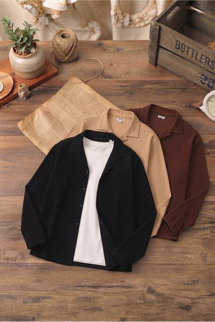 Men's Set of 3 Ribbed Ottoman Shirts