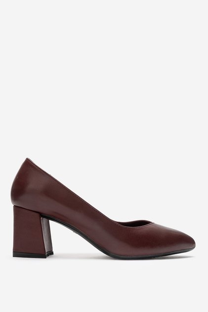 Women's Pointed Toe Heeled Shoes Real Leather Mtd 24170 Bordo