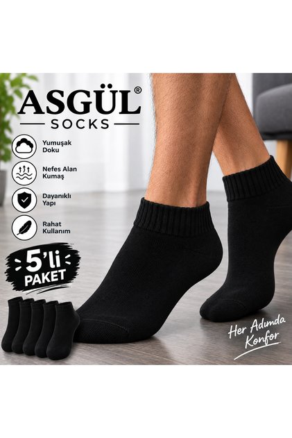 Men's Bootie Socks Set, Medium Length, 5 Pairs