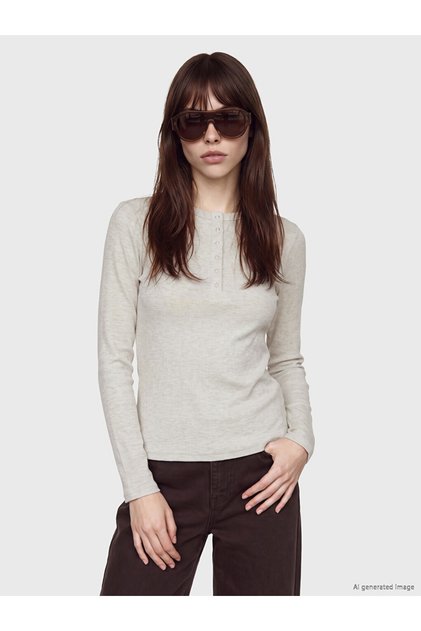 Lcw Everyday Beige Crew Neck Women's Ribbed Bodysuit