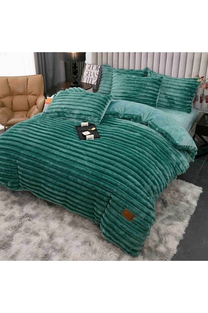 Set lenjerie de pat cocolino pufoasa, 4 piese, cu elastic pentru saltea 180x200cm