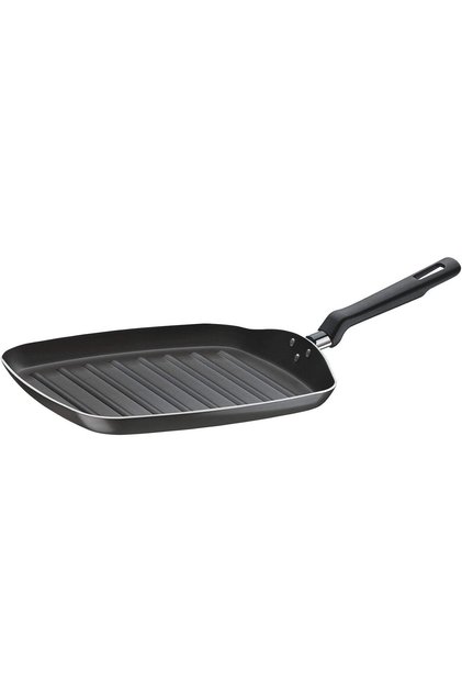 Loreto Aluminum Skillet Grill with Interior Starflon Max Nonstick Coating and Bakelite Handle 26 cm, 1,0 L Graphite