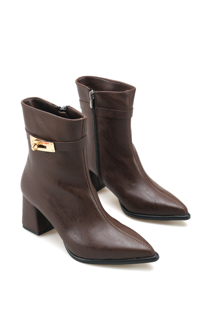 Talitha Gioia Women's Pointed Toe Heeled Boots 0012016 Brown Skin