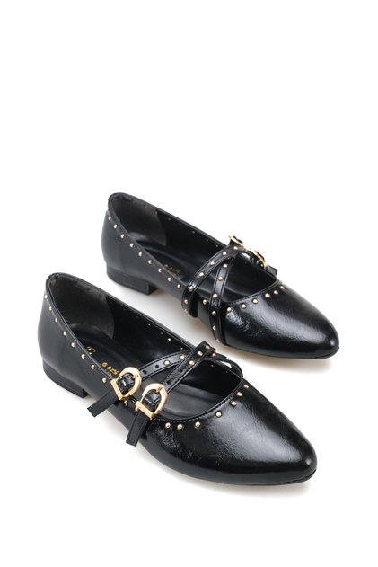 Adara Pia Women's Ballerinas 0012904 Black Wrinkled Patent Leather