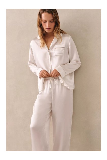 Pure Silk Piping Women's Pajama Set
