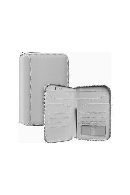 Rfid Protected Leather Zippered Unisex Family Passport Wallet