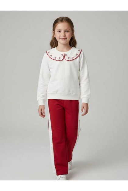 Collar Heart Detail Girls' Suit
