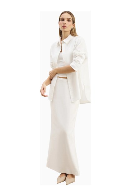 Mid Rise Linen Maxi Women's Skirt