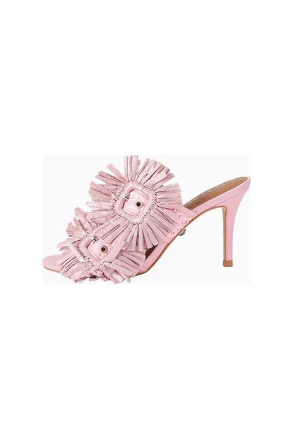 Pink Floral and Stone Detailed Women's Stiletto Heeled Shoes
