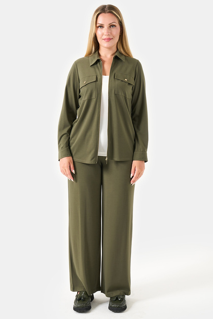 30230TS HAKİ BELİ LASTİKLİ BORU PAÇA ÖRME PANTOLON