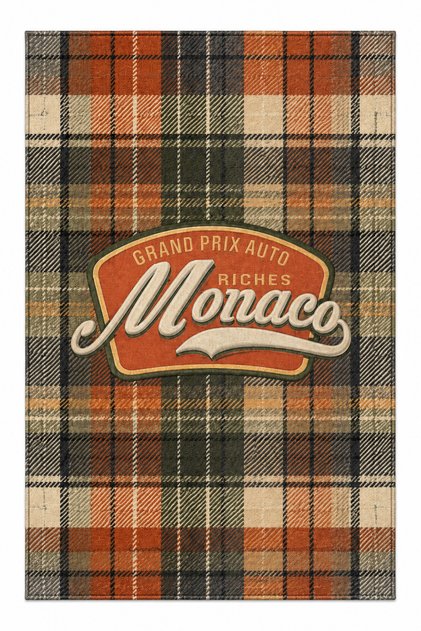 Auraplus Embroidered Plaid Patterned Woven Base Decorative Carpet Auraplus69