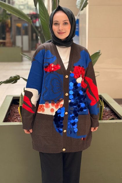 كارديجان تريكو ملون مزين بالترتر