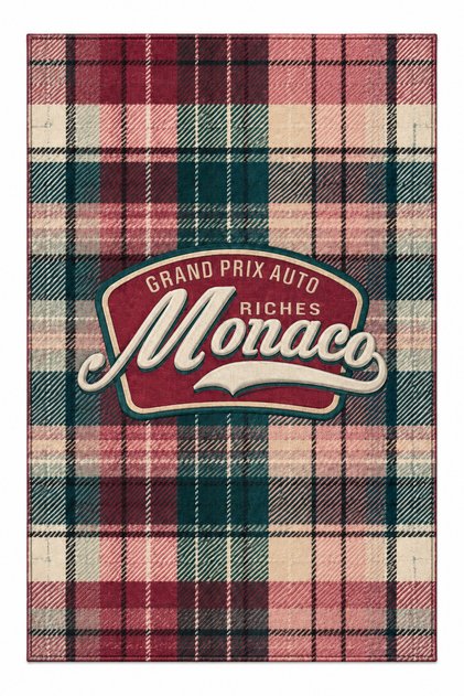 Auraplus Embroidered Plaid Patterned Woven Base Decorative Carpet Auraplus70