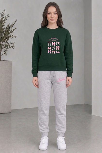 Women's Winter Sweatshirt 2 Thread Seasonal Tracksuit Set Relaxed Fit Jogger Loved Fiyonk Bski