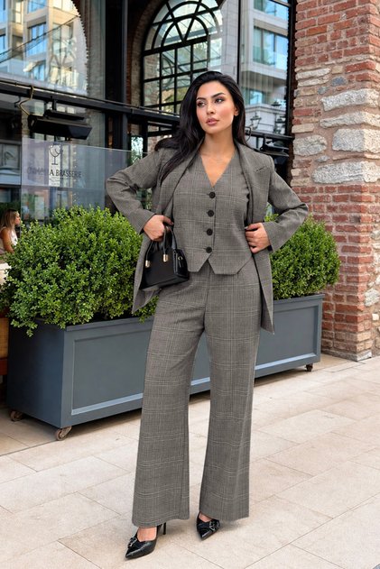 Plaid Pattern Triple Women's Suit