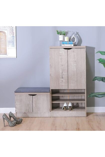 Alegra Shoe Cabinet | 23 Pairs Of Shoes| Modern Design Furniture | Wooden Shoe Organizer For Entryway, Hallway, Living Room | L120 X W40 X H120 Cm |Made In Malaysia Shoe Rack - Natural Oak
