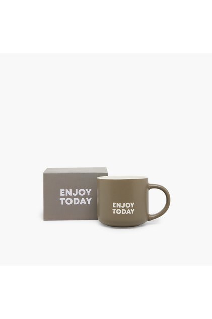 Slogan Print Bone China Mug with Handle - 340 ml
