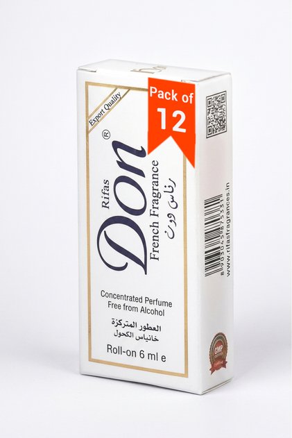 French Fragrance Roll-On Concentrated Perfume Oil, Alcohol-Free, 6ml, Pack of 12, White