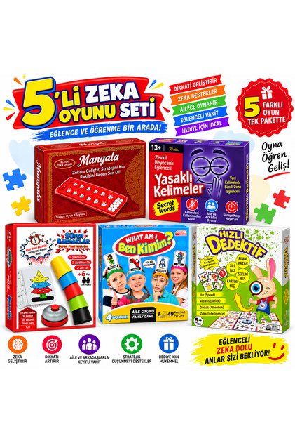 5 Adet Eğitici Öğretici Eğlenceli Kutulu Zeka Oyunları Mega Set