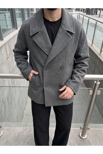 Men's Double-Breasted Oversize Cashmere Short Coat