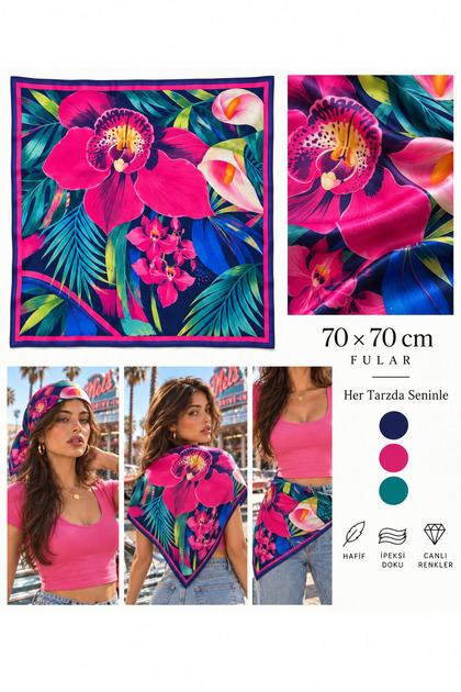 Choose Your Style Eighties Retro Orchid Patterned Scarf 70 X 70 cm