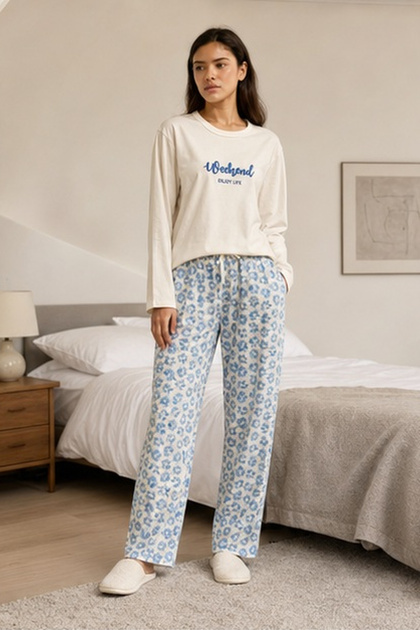 Ladies Round Neck Pyjama Set