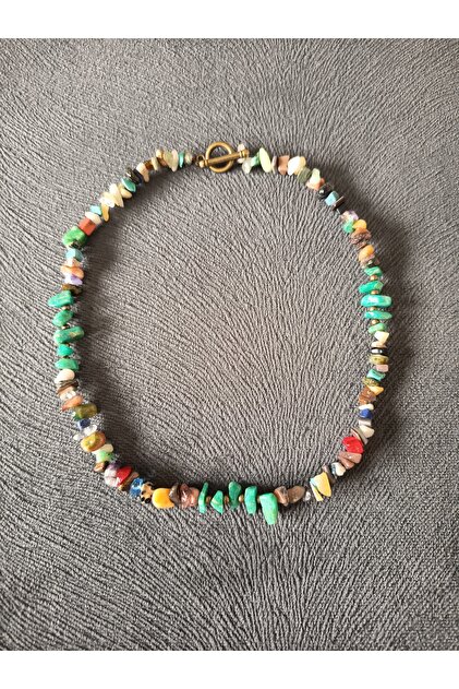 Colier choker din chipsuri de cristale multicolore