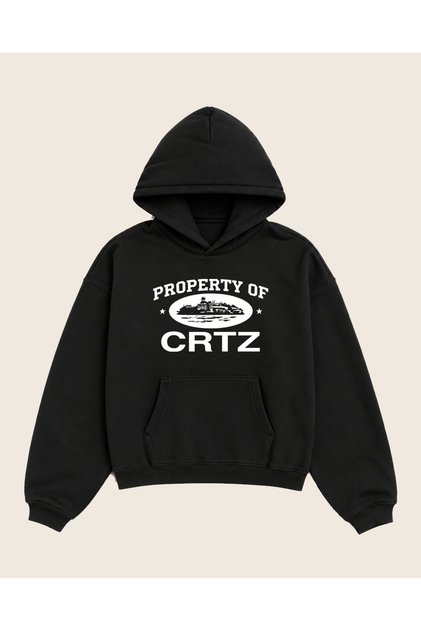Property of Crtz Printed Oversize Hoodie 100% Cotton 3 Thread Threaded Unisex Hooded Sweatshirt