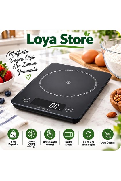 LOYA STORE GENOMSNITT MUTFAK TARTISI SİYAH 3 KG HASSASİYET 1 GR