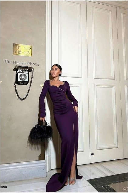 Scuba Evening Dress Stretchy Fabric Dress with Collar Double Breasted Gathered