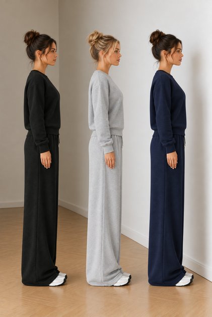 Women's 3-Piece Winter Warm Tracksuit Set Black Gray Navy Blue