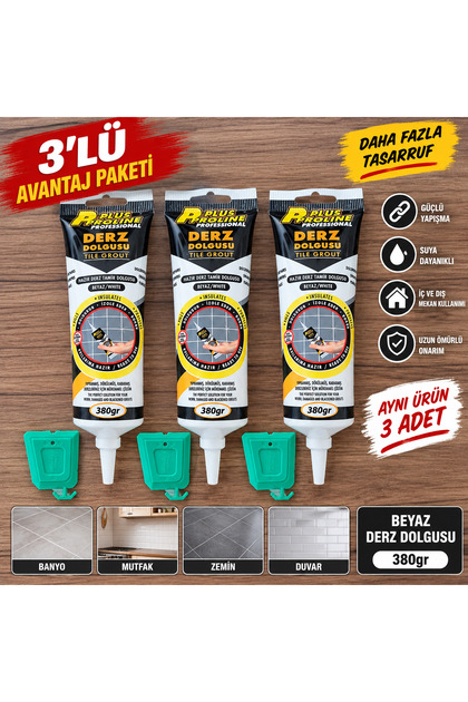 🏷Plus Derz Dolgusu 380 Gr Beyaz 3’lü Avantaj Paketi | Suya Dayanıklı