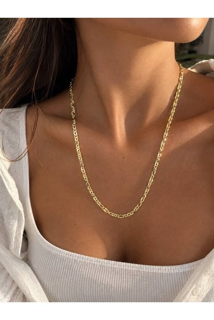 14K Altın Kaplama CM Kalın Halka 60 cm Kolye